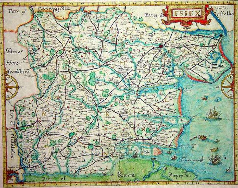 1594 Norden's Essex Map